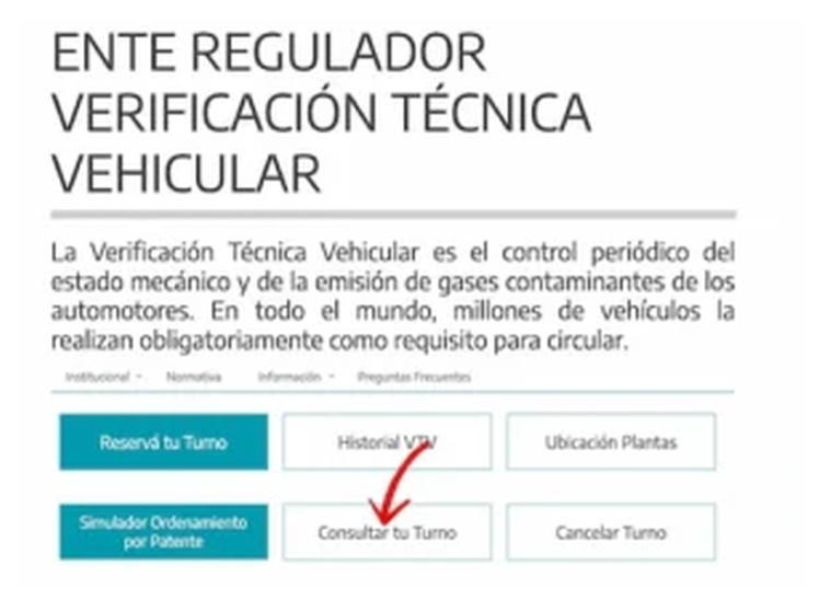 Paso 1 para consultar o cambiar el turno de la VTV en Lobos