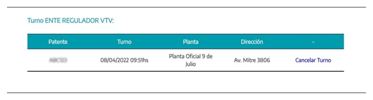 Paso 3 para consultar o cambiar el turno de la VTV en Lobos